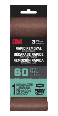 3M Rapid Removal 18 in. L x 3 in. W Aluminum Oxide Sanding Belt 60 Grit 1 pc.