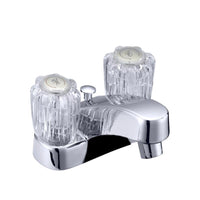 LDR Chrome Low Arc 2-Handle Acrylic Knob Lavatory Faucet 4 in.