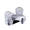 LDR Chrome Low Arc 2-Handle Acrylic Knob Lavatory Faucet 4 in.