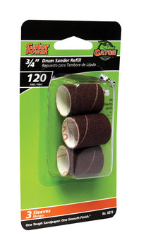 Gator 3/4 in. D X 3/4 in. L Aluminum Oxide Abrasive Sleeve Refill 120 Grit Fine 3 pc