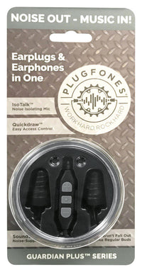 Plugfones Guardian Plus 29 dB Nylon/Silicone/Soft Foam 3.5 MM Jack Earplugs/Earphones w/Mic Black 1