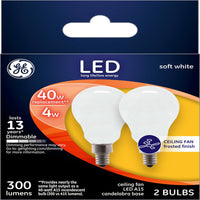 GE A15 E12 (Candelabra) LED Bulb Soft White 40 Watt Equivalence (Pack of 12)