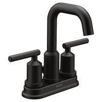 Matte black two-handle high arc bathroom faucet