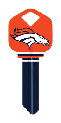 Hillman Denver Broncos Painted Key House/Office Universal Key Blank Single (Pack of 6).