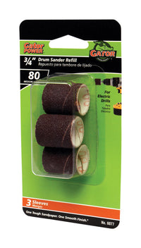 Gator 0.5 in. D X 3/4 in. L Aluminum Oxide Abrasive Sleeve Refill 80 Grit Medium 3 pc