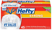 Hefty Strong 13 gal. Kitchen Trash Bags Drawstring 45 pk (Pack of 6)