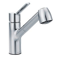 Chrome one-handle pullout kitchen faucet