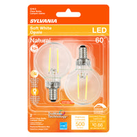 Sylvania Natural G16.5 E12 (Candelabra) LED Bulb Soft White 60 Watt