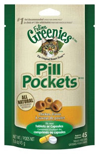 Greenies Pill Pockets Adult Chicken Cat Food Grain Free 1.6 oz