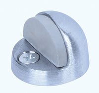 Tell Aluminum Satin Chrome Silver Door Stop Mounts to floor