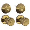 Schlage Byron Antique Brass Knob and Double Cylinder Deadbolt 1-3/4 in.