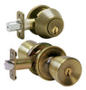 Schlage Byron Antique Brass Knob and Single Cylinder Deadbolt 1-3/4 in.