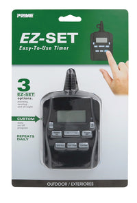 Prime EZ-SET Black Outdoor Programmable Digital Timer 6 in. Cord 15A 120V