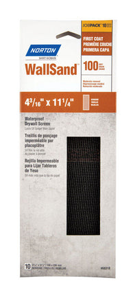 Norton WallSand 11-1/4 in. L X 4-3/16 in. W 100 Grit Silicon Carbide Waterproof Drywall Screen 10 pk