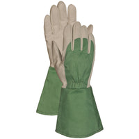 Bellingham Unisex Leather Combo Gauntlet Gloves Gray/Green M 1 pair