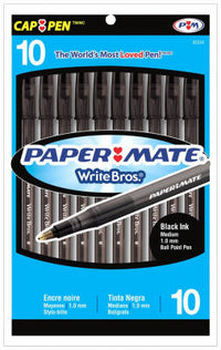 Papermate Write Bros Black Ball Point Pen 10 pk (Pack of 12)