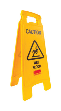 Rubbermaid English Caution Wet Floor Easel Floor Sign Plastic 22-3/4 in. H x 10-7/8 in. W