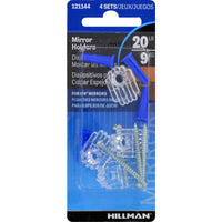 Hillman AnchorWire Steel-Plated Silver Mirror Holder Kit 1 lb. 4 pk (Pack of 10)