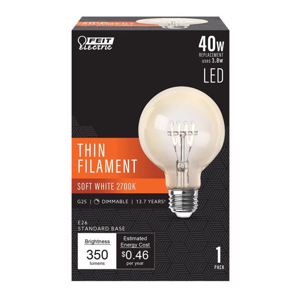 G25 LED Bulb, Filament, Dusk to Dawn, 350 Lumens