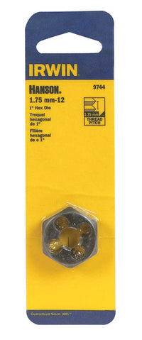 Irwin Hanson High Carbon Steel Metric Hexagon Die 12 - 1.75 mm 1 pc