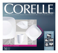 Corelle White Glass Pure White Dinnerware Set 16 pc