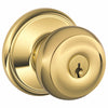 Schlage Georgian Bright Brass Entry Lockset 1-3/4 in.