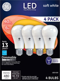 LED A19 E26 SW 40W (Pack of 4)