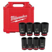 Milwaukee Shockwave 1-3/8 in. X 3/4 in. drive SAE 6 Point Deep Impact Socket Set 8 pc