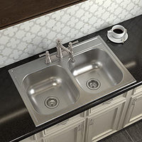 Spot resist stainless two-handle high arc kitchen faucet