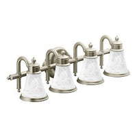 Brushed nickel four globe bath light