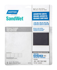 Norton SandWet 11 in. L X 9 in. W Assorted Grit Aluminum Oxide Waterproof Sandpaper 5 pk