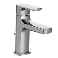 Chrome one-handle low arc bathroom faucet