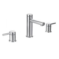 Chrome two-handle high arc bathroom faucet