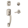 Schlage Greenwich Broadway Satin Nickel Handleset 1-3/4 in.