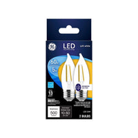 GE CA11 E26 (Medium) LED Light Bulb Soft White 60 Watt Equivalence 2 pk