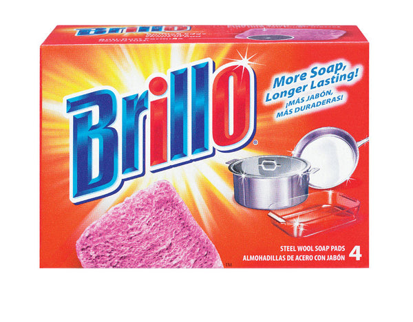 Brillo Heavy Duty Steel Wool Pads for Multi-Purpose 4 Pc. (Pack of 12)