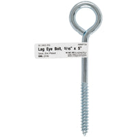 Hampton 3/8 in. x 5 in. L Zinc-Plated Steel Lag Thread Eyebolt Nut Included (Pack of 10)