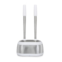 Polder Toilet Brush and Plunger Caddy White/Silver