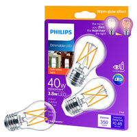 Philips A15 E26 (Medium) LED Bulb Soft White 40 Watt Equivalence 2 pk