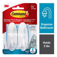 3M Command Medium Plastic Hook 3-1/8 In. L 2 Pk