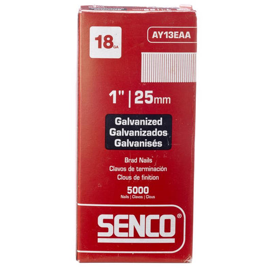 Senco 1 in. 18 Ga. Straight Strip Galvanized Brad Nails 5000 pk