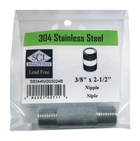 Smith-Cooper 3/8 in. MPT Stainless Steel 2-1/2 in. L Nipple