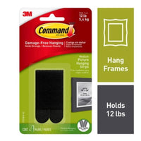 3M Command Black Medium Picture Hanging Strips 12 lb 8 pk