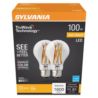 Sylvania TruWave A21 E26 (Medium) LED Bulb Soft White 100 Watt Equivalence 2 pk