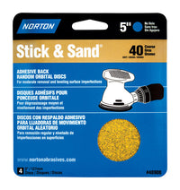 Norton Stick & Sand 5 in. Aluminum Oxide Adhesive A250/A290/H290 Sanding Disc 40 Grit Extra Coarse 4