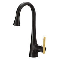 Matte black one-handle high arc pulldown bar faucet