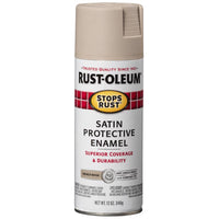 Rust-Oleum Stops Rust Satin French Beige Protective Enamel Spray Paint 12 oz. (Pack of 6)