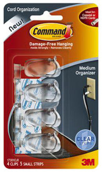 Command Strips 17301Clr Clear Medium Command™ Cord Clips 4 Count  (Pack Of 4)