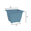 Bloem Dayton Ocean Blue Resin UV-Resistant Square Planter Box 11 H x 15 W x 15 D in.