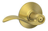 Schlage Accent Satin Brass Bed and Bath Lever Right or Left Handed